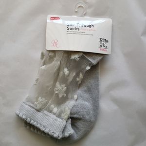 Gray Sheer Socks with Star Pattern